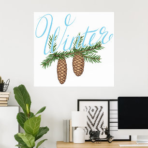 Winter Pine Cones Poster