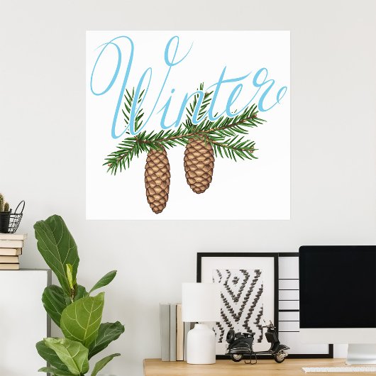 Winter Pine Cones Poster
