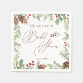 Winter Pine Cones Red Berry Brautparty Serviette (Vorderseite)