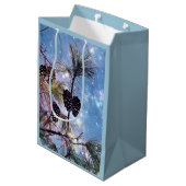 Winter Pine Cones unter einem Sternenhimmel Mittlere Geschenktüte (Rückseite Schrägansicht)