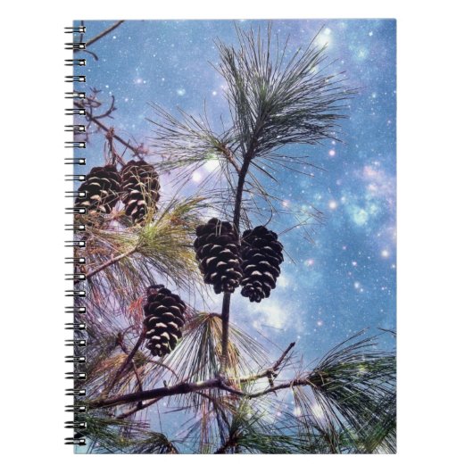Winter Pine Cones unter einem Sternenhimmel Notizblock (Vorderseite)