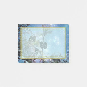 Winter Pine Cones unter einem Sternenhimmel Post-it Klebezettel