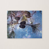 Winter Pine Cones unter einem Sternenhimmel Puzzle (Horizontal)