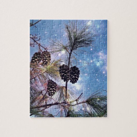 Winter Pine Cones unter einem Sternenhimmel Puzzle (Vertikal)