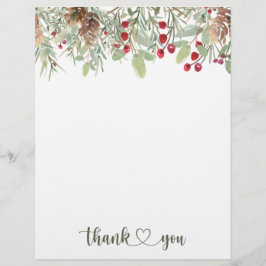 Winter Pine Cones Urlaub Danke  Briefbogen