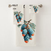 Winter Pine Cons Familienname Design Handtuch Badhandtuch Set (Insitu)
