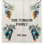 Winter Pine Cons Familiennamendesign Duschvorhang (Vorderseite)