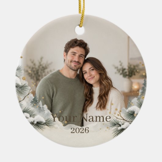 Winter Pine Custom Photo Ornament (Vorne)