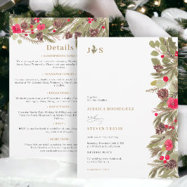 Winter pine elegance initial all in one Wedding Einladung