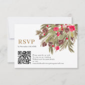 Winter pine elegance red green wedding  Rsvp qr (Vorderseite)