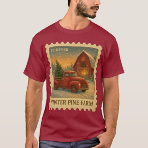 Winter Pine Farm – Ewige Briefmarke T-Shirt