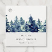 Winter Pine Forest Snow Wasserfarbe Brautparty Geschenkanhänger (Vorderseite)