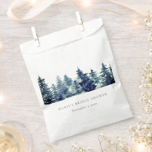 Winter Pine Forest Snow Wasserfarbe Brautparty Geschenktütchen