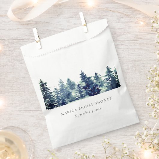 Winter Pine Forest Snow Wasserfarbe Brautparty Geschenktütchen (Ausgeschnitten)