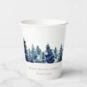 Winter Pine Forest Snow Wasserfarbe Brautparty Pappbecher (Rückseite)