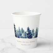 Winter Pine Forest Snow Wasserfarbe Brautparty Pappbecher (Vorderseite)