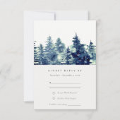 Winter Pine Forest Snow Wasserfarbe Hochzeit RSVP (Vorderseite)
