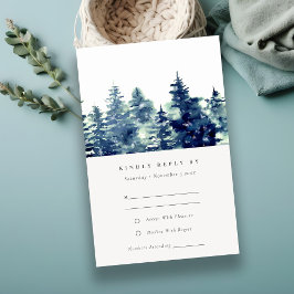Winter Pine Forest Snow Wasserfarbe Hochzeit RSVP Karte