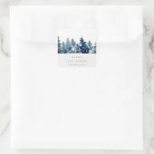 Winter Pine Forest Snowfall Wasserfarbe Kinderdusc Quadratischer Aufkleber (Tasche)