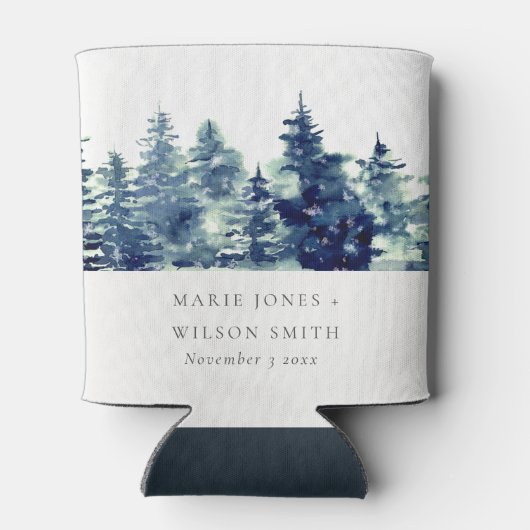 Winter Pine Forest Snowfall Wasserfarbenprächtige Dosenkühler (Rückseite)