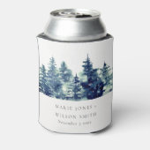 Winter Pine Forest Snowfall Wasserfarbenprächtige Dosenkühler (Kanne Rückseite)