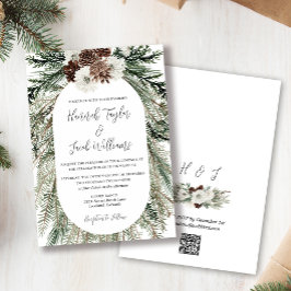 Winter Pine Forest Wedding mit QR Code UAWG Einladung