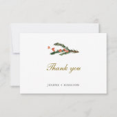 Winter Pine Foto Hochzeit Dankeskarte (Vorderseite)