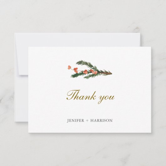 Winter Pine Foto Hochzeit Dankeskarte (Vorderseite)