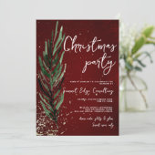 Winter Pine & Gold Feste Weihnachts-Party Einladung (Stehend Vorderseite)