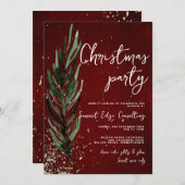 Winter Pine & Gold Feste Weihnachts-Party Einladung (Vorne/Hinten)
