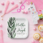 Winter Pine & Gold Weihnachtsfest Hochzeit Pappteller (Party)