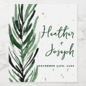 Winter Pine & Gold Weihnachtsfest Hochzeit Weinetikett (Einzelnes Label)
