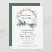 Winter Pine Grapevine Wreath Einladung (Vorne/Hinten)