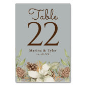 Winter Pine Gray Wedding Tischnummer Cards (Rückseite)