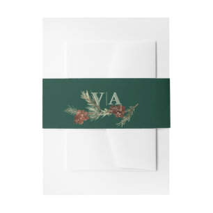 Winter Pine Green mit Wedding Monogram Einladungsbanderole