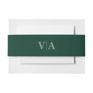 Winter Pine Green mit Wedding Monogram Einladungsbanderole