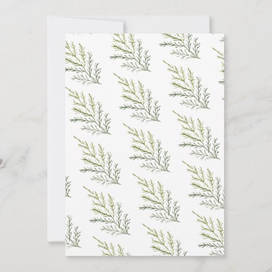 Winter Pine Greenery Foto Save the Date Karte (Rückseite)