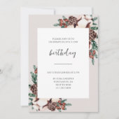 Winter Pine Greenery Simple Birthday Einladung (Vorderseite)