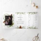 Winter Pine Greenery Tri Fold Wedding Einladung (Innenseite)