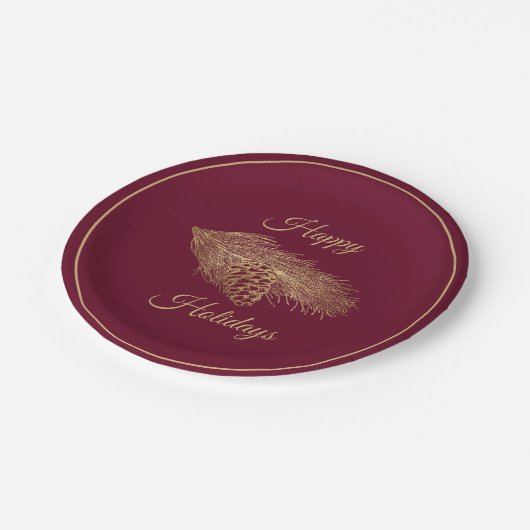 Winter Pine Holiday Party Pappteller (Schrägansicht)