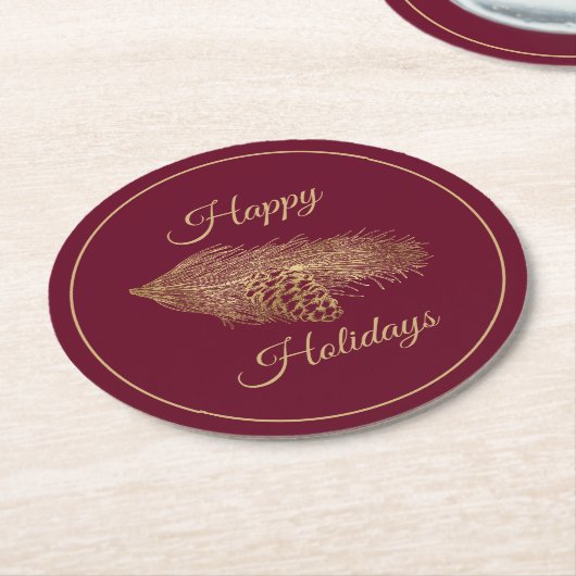 Winter Pine Holiday Runder Pappuntersetzer (Angewinkelt)