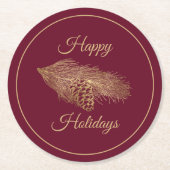 Winter Pine Holiday Runder Pappuntersetzer (Vorderseite)