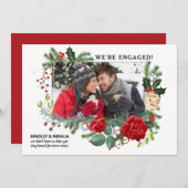 Winter Pine Holly Foto Verlobung Ankündigung (Vorne/Hinten)