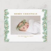 Winter Pine Needles Garland Foto Frohe Weihnachten (Vorderseite)