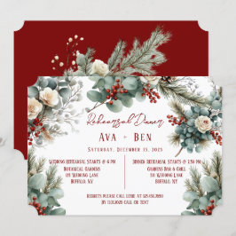 Winter Pine Needles Red Berries Probe Abendessen Einladung