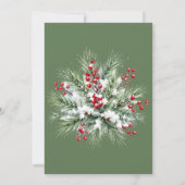 Winter-Pine- & Rotbeer-Hochzeitsfeier Einladung (Rückseite)