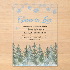 Winter Pine Snow in Love Snowflakes Bridal Shower Acryleinladungen