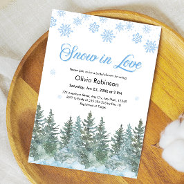Winter Pine Snow in Love Snowflakes Bridal Shower Einladung