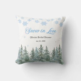 Winter Pine Snow in Love Snowflakes Bridal Shower Kissen