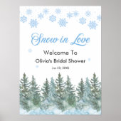 Winter Pine Snow in Love Snowflakes Bridal Shower Poster (Vorne)